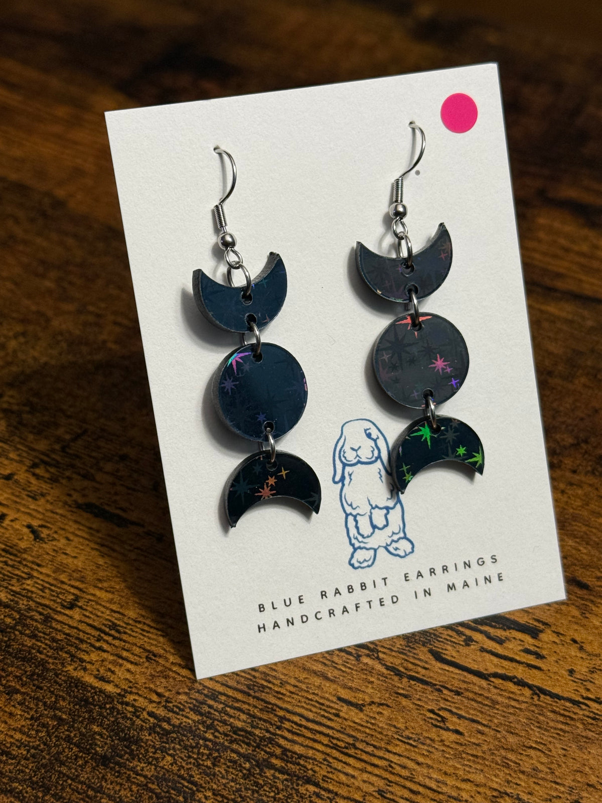 Acrylic Holographic Moon Phase Earrings