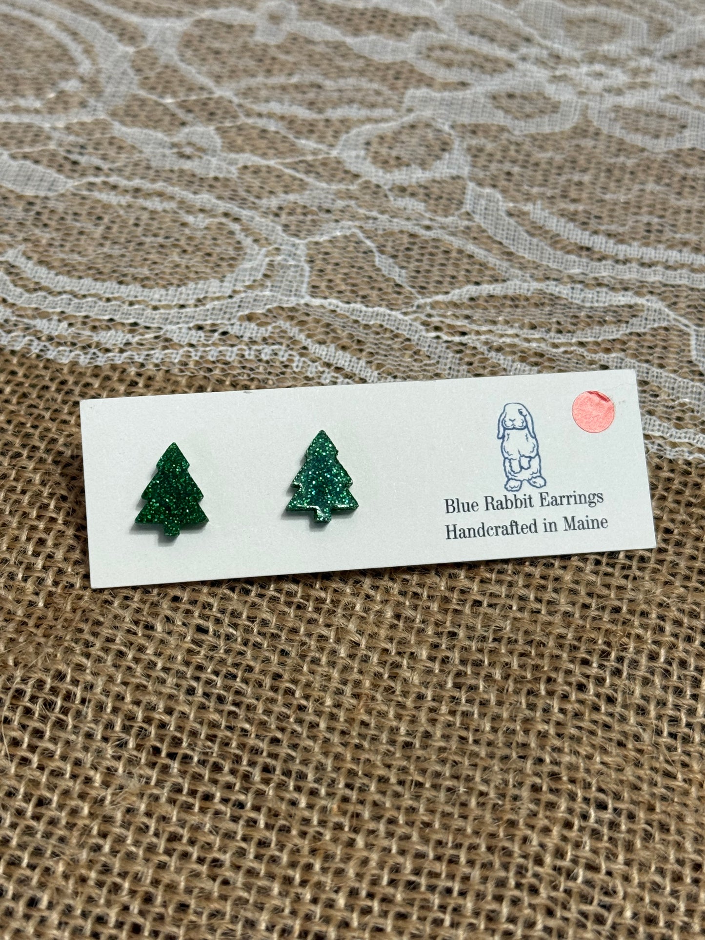 Acrylic Green Tree Studs
