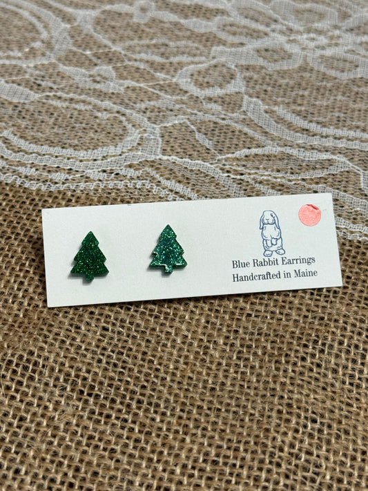 Acrylic Green Tree Studs