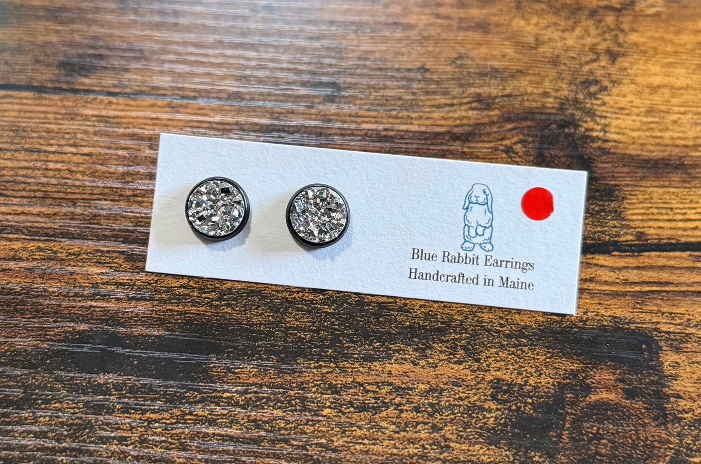 Metallic Silver Druzy Studs 10mm
