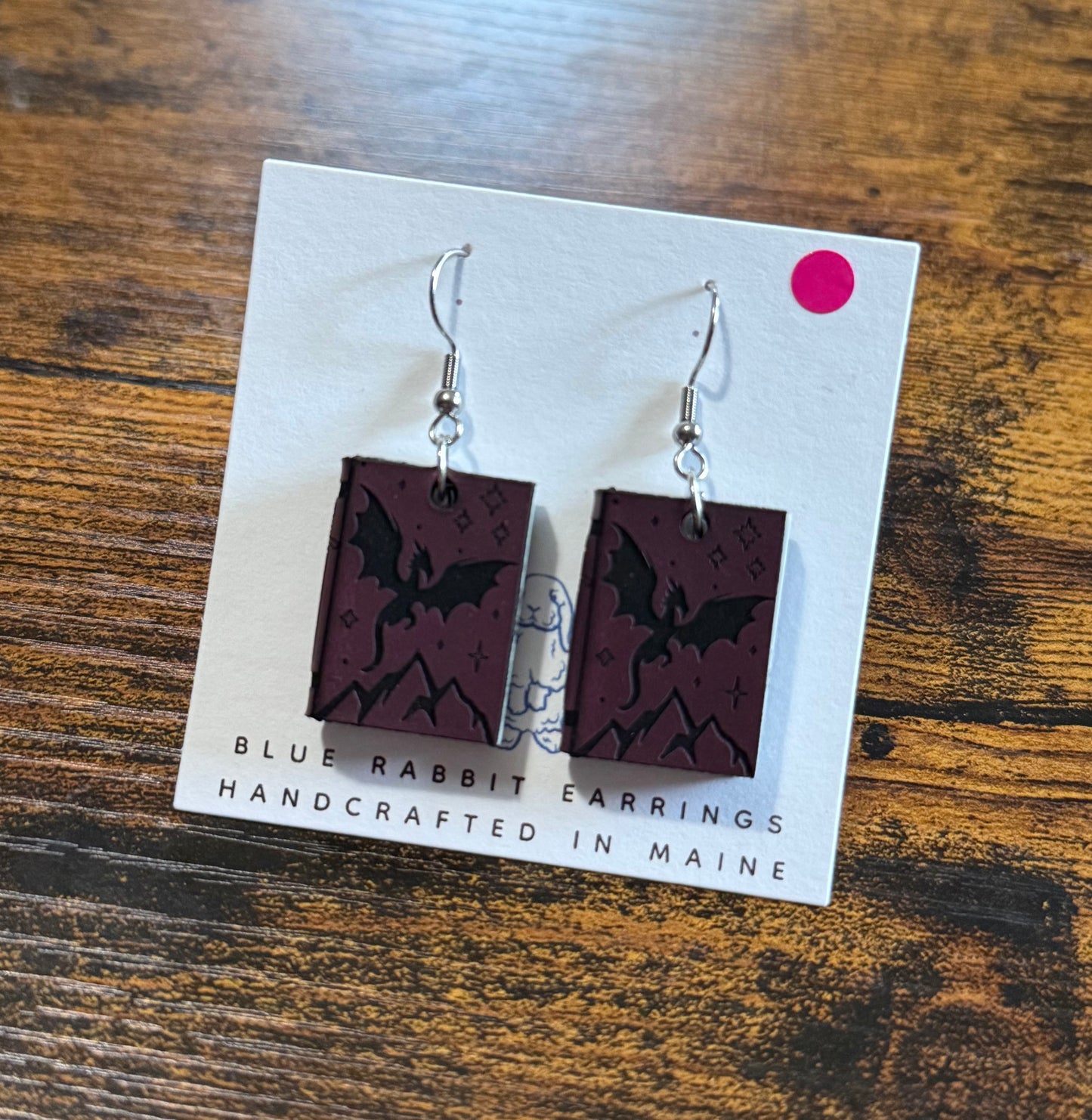 Purple Leather Dragon Earrings