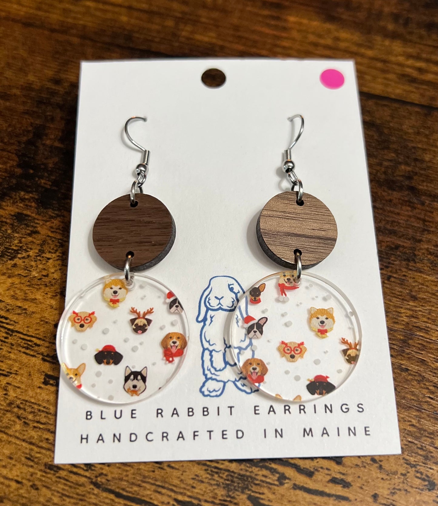 Acrylic Winter Dogs Earrings