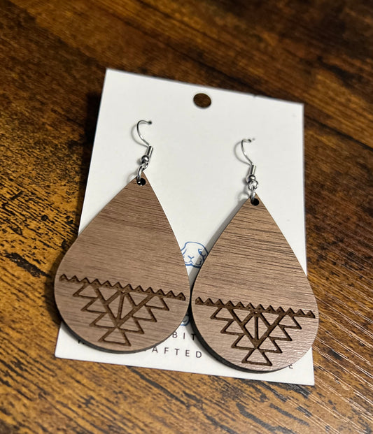 Walnut Aztec Print Earrings