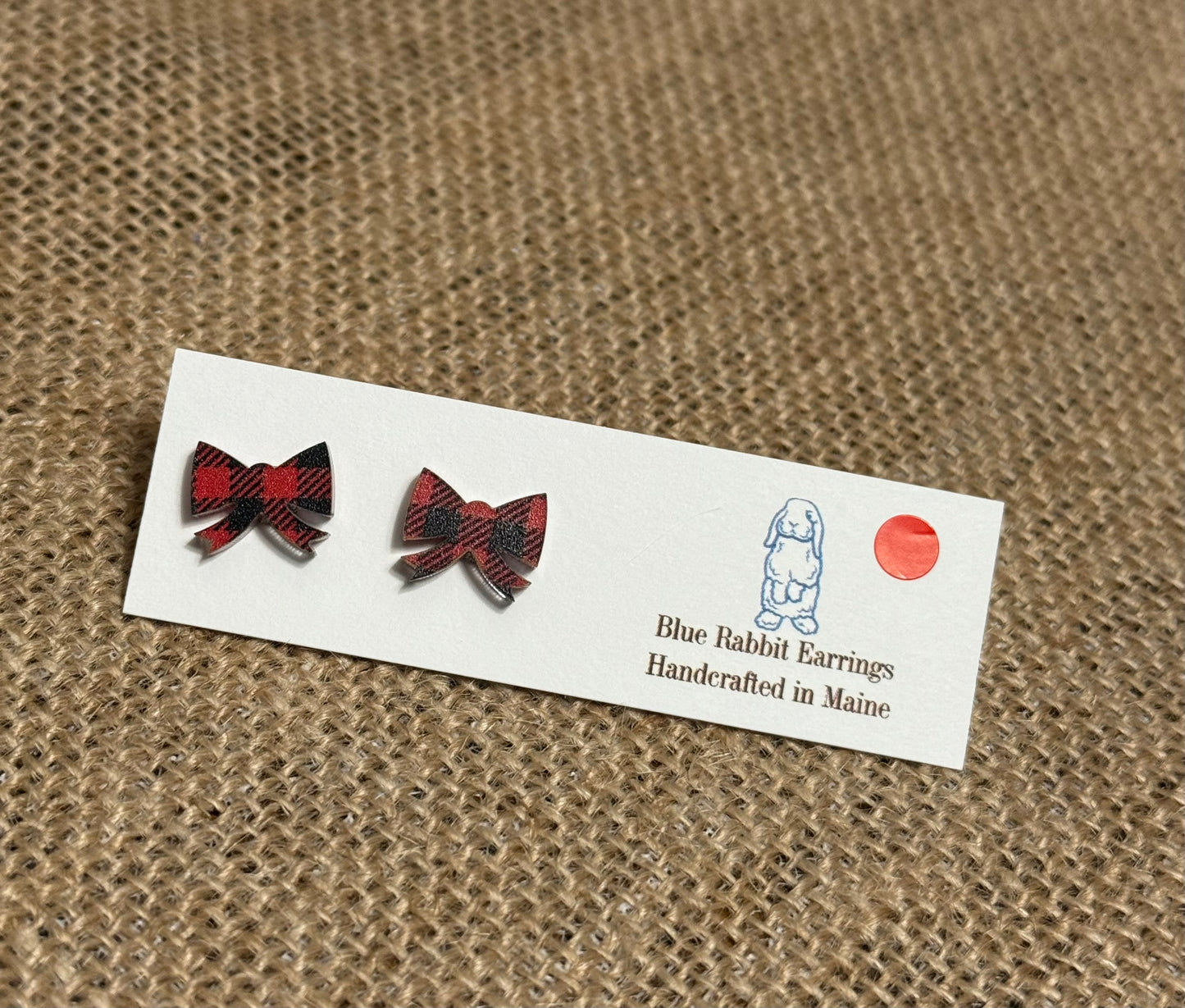 Acrylic Buffalo Plaid Bow Studs