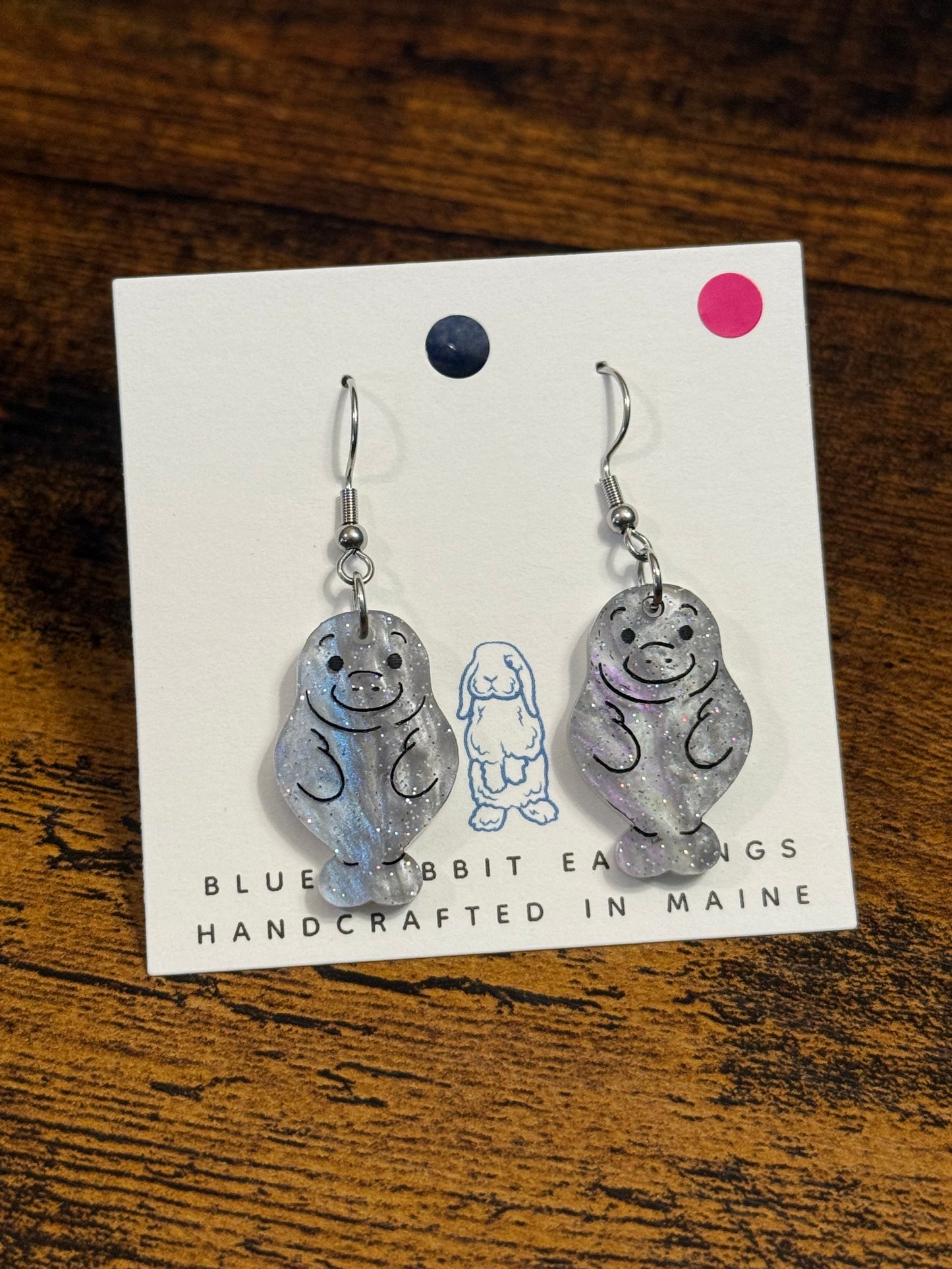 Acrylic Manatee Earrings