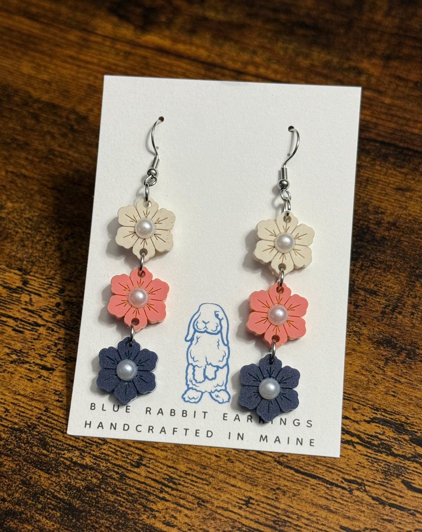 Acrylic Nautical Tide Floral Earrings