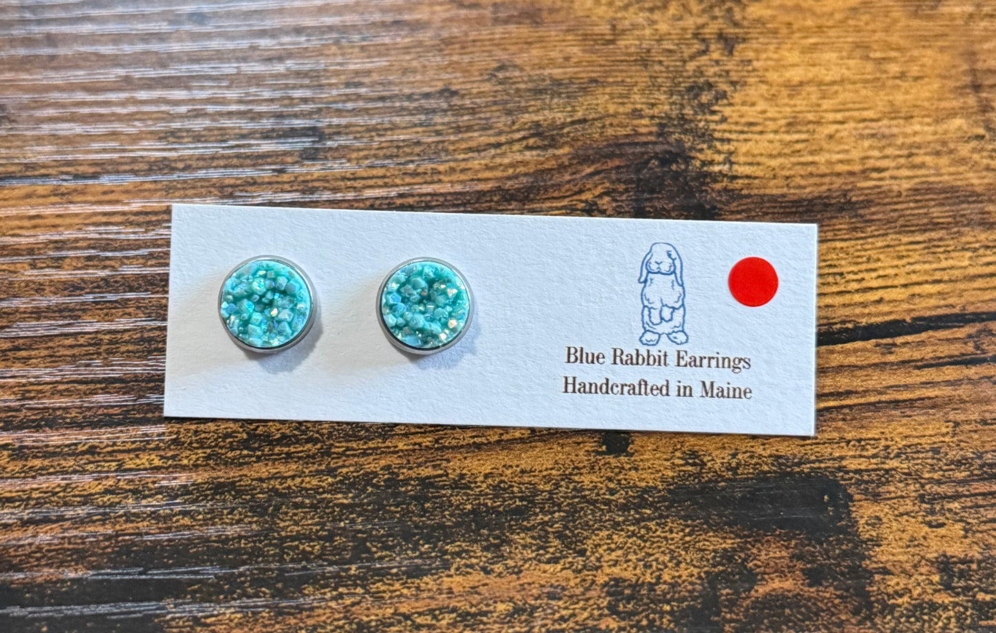 Robins Egg Blue Druzy Studs 10mm