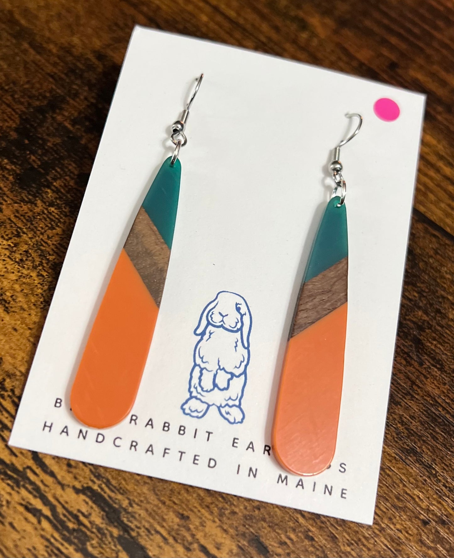 Acrylic Coral & Teal Teardrop Earrings