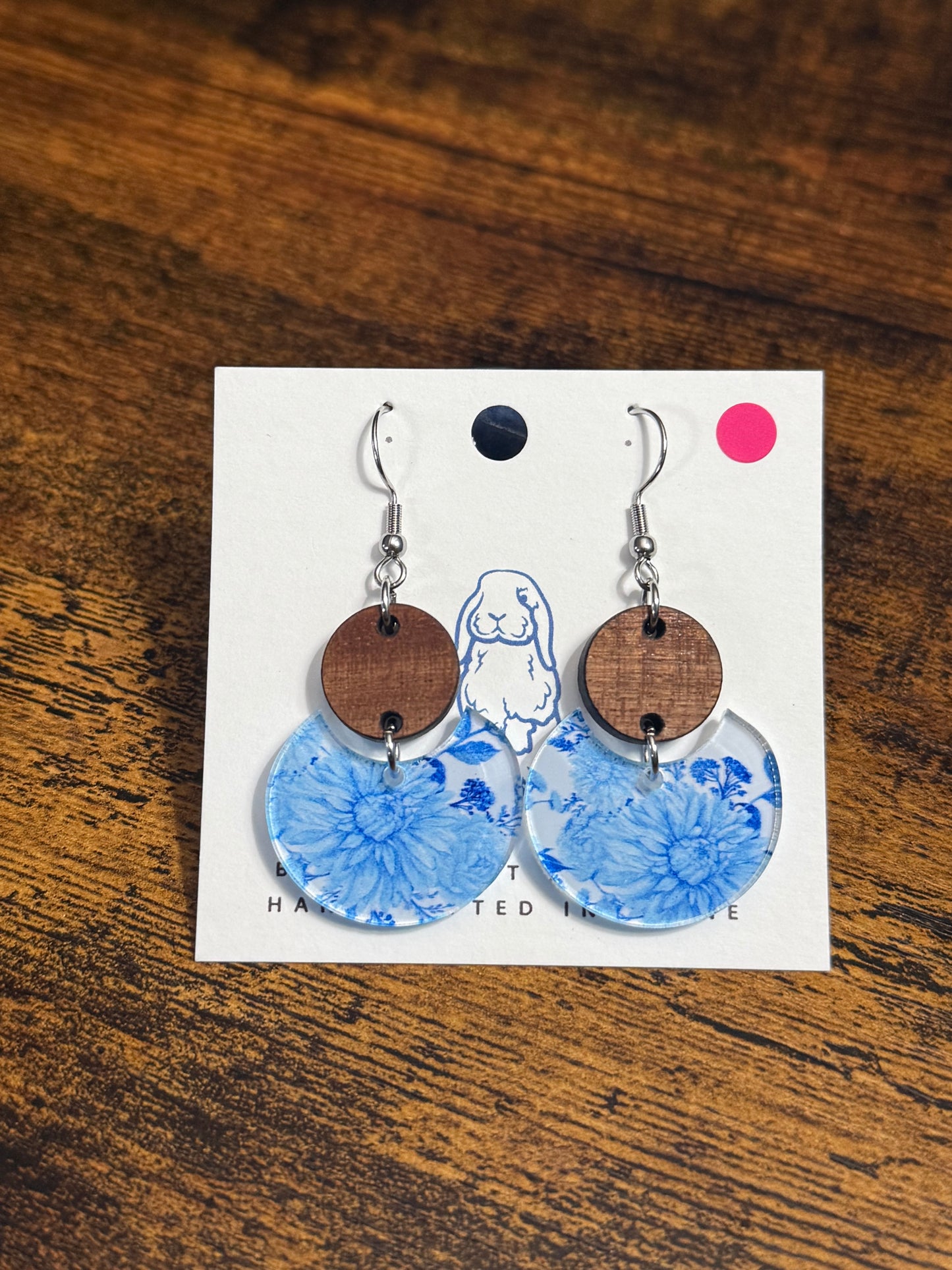 Acrylic Blue Floral Earrings