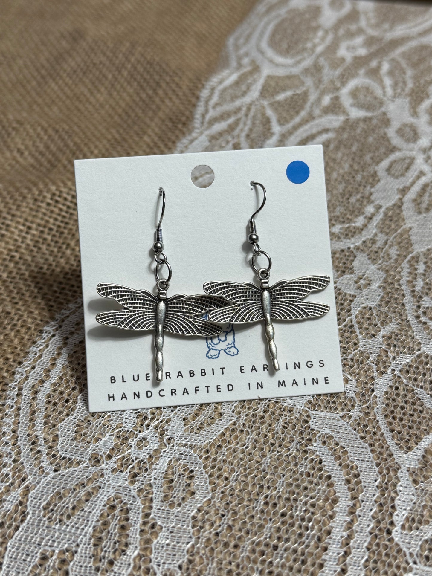 Antique Silver Dragonfly Earrings
