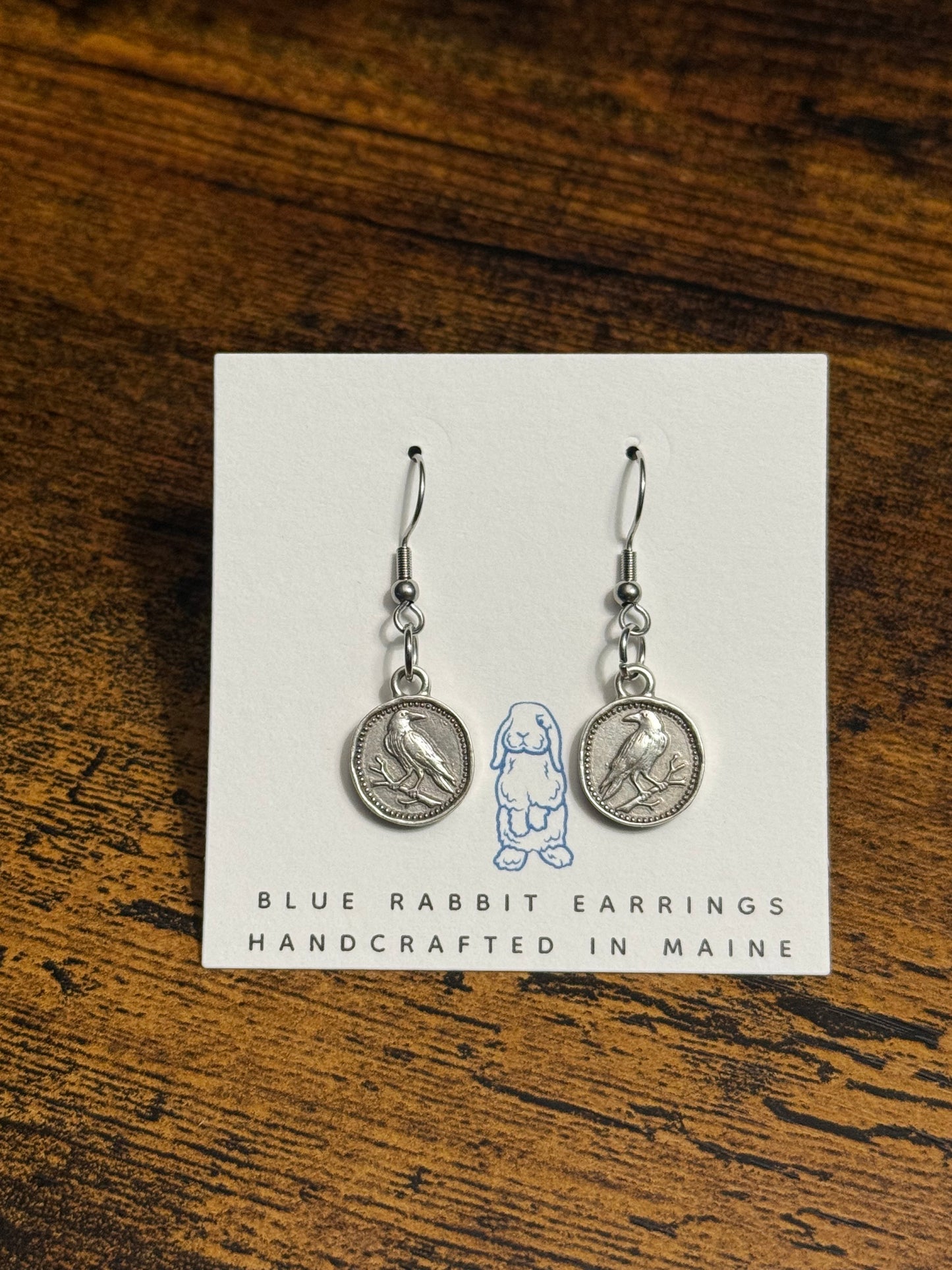 Antique Silver Raven Earrings