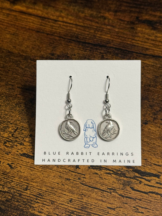 Antique Silver Raven Earrings