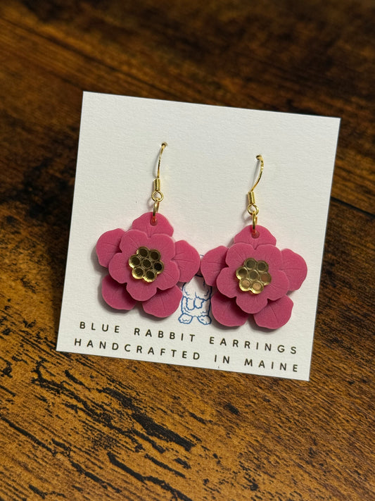 Acrylic Raspberry Flower Earrings