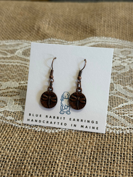 Antique Copper Dragonfly Earrings