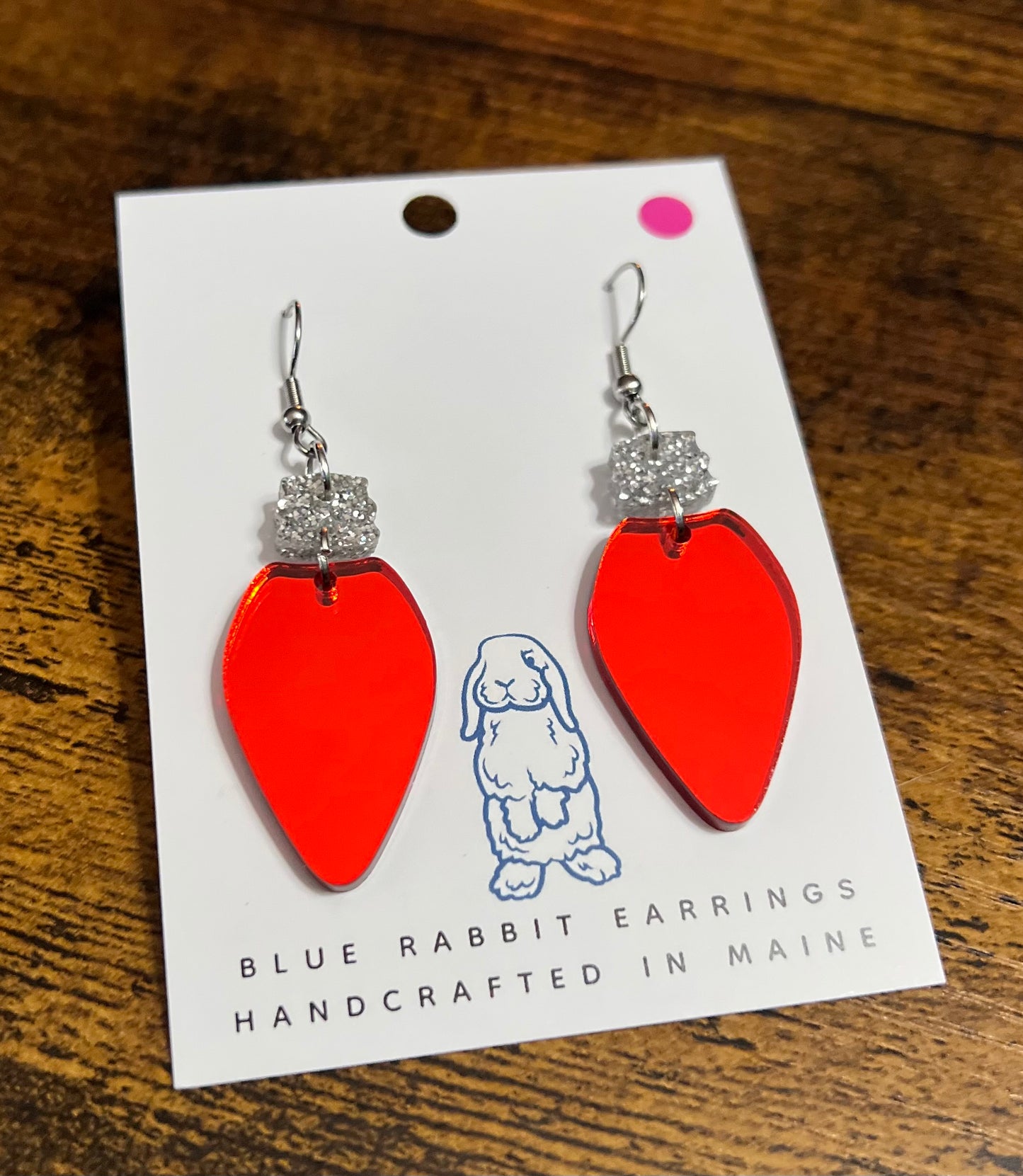 Acrylic Red Christmas Light Earrings