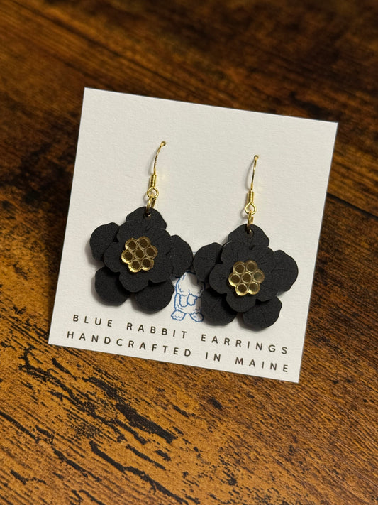 Acrylic Black Flower Earrings