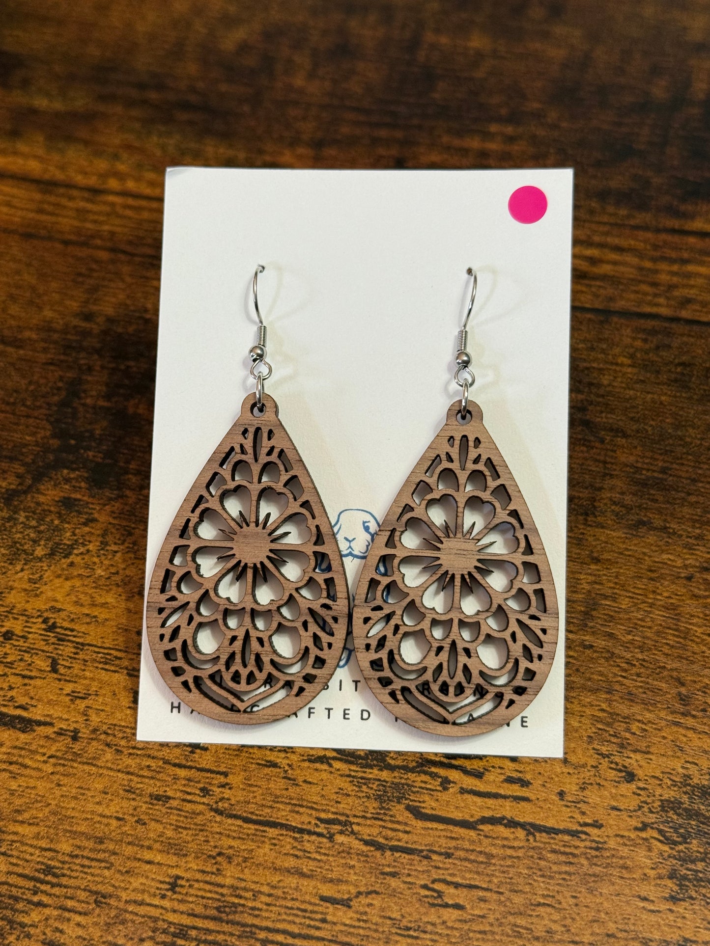 Walnut Floral Design Earrings