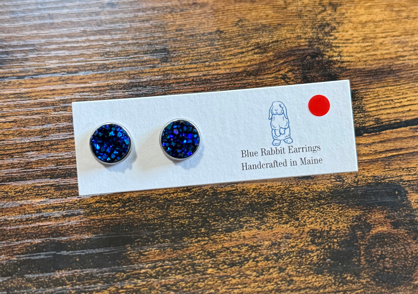 Metallic Blue Druzy Studs 12mm
