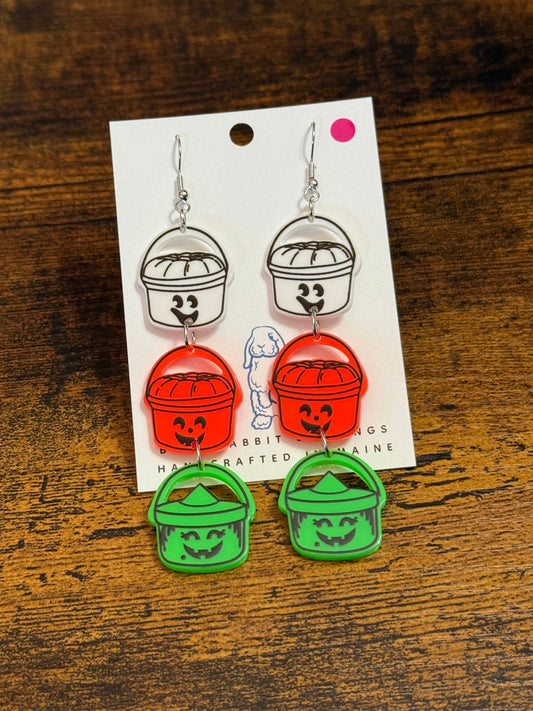 Acrylic Halloween Bucket Earrings