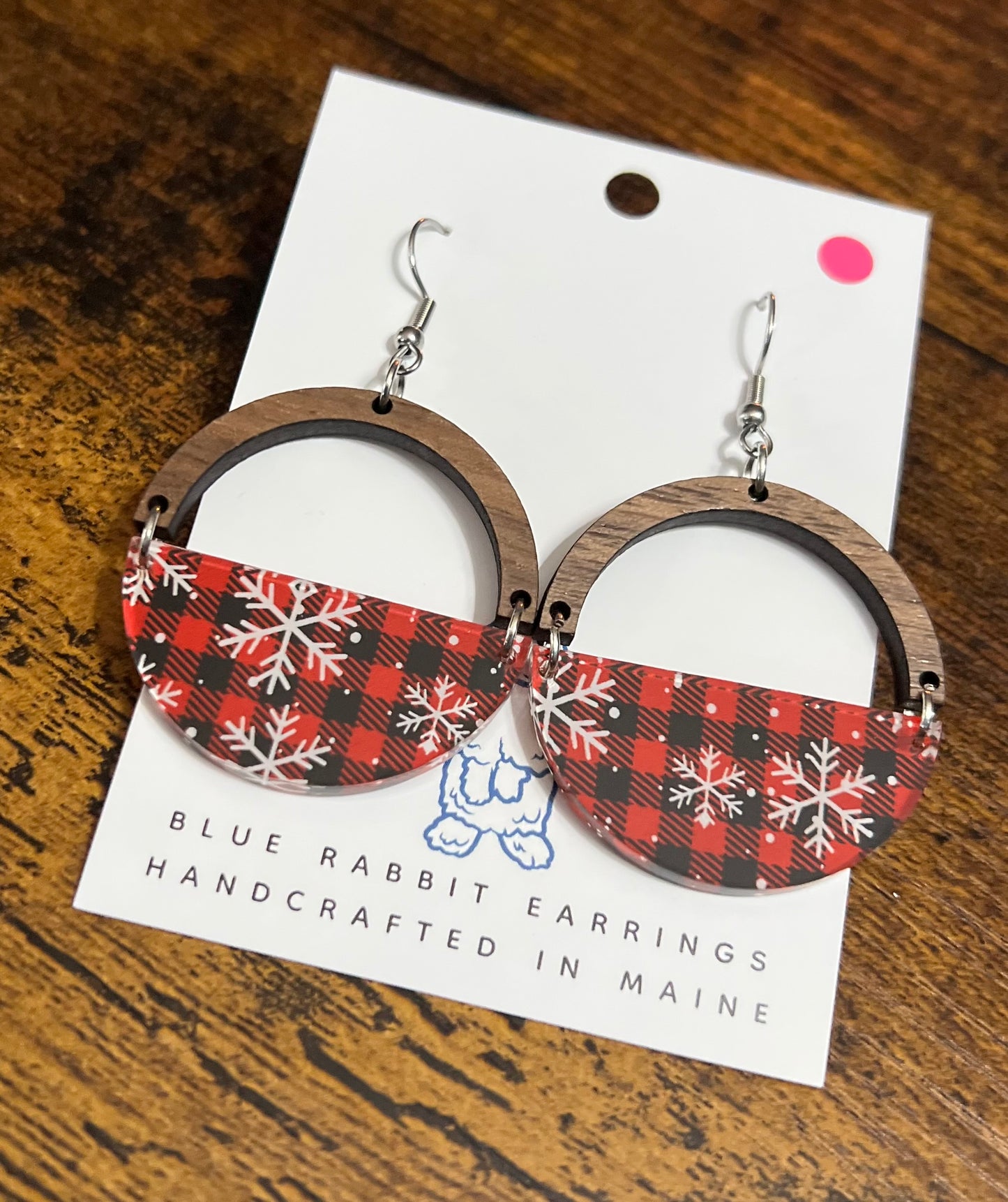 Acrylic Plaid & Snowflake Earrings