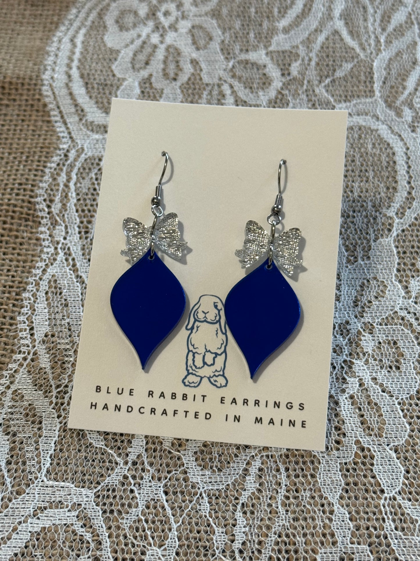 Acrylic Blue Christmas Ornament Earrings