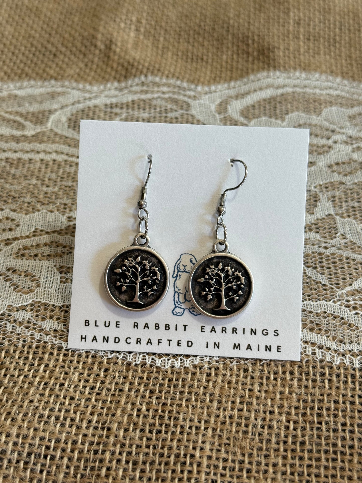 Antique Silver Tree Earrings