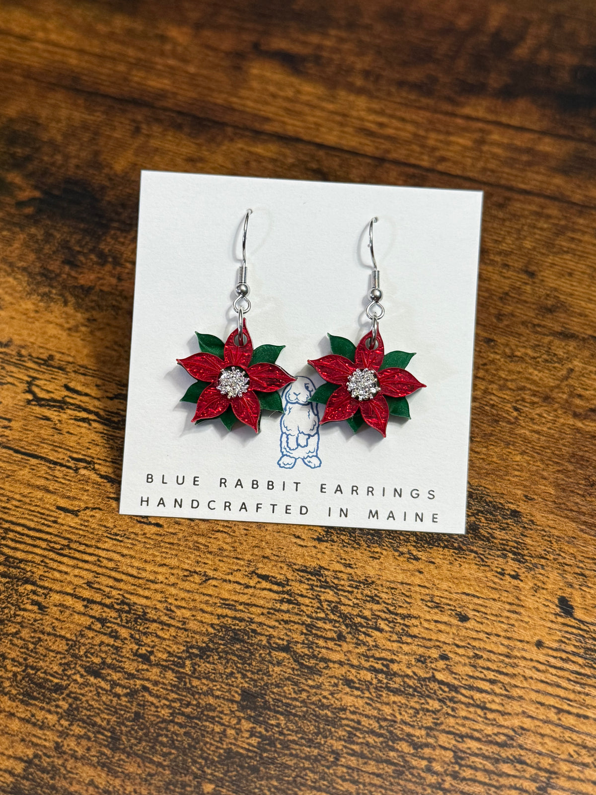 Acrylic Poinsettia Earrings