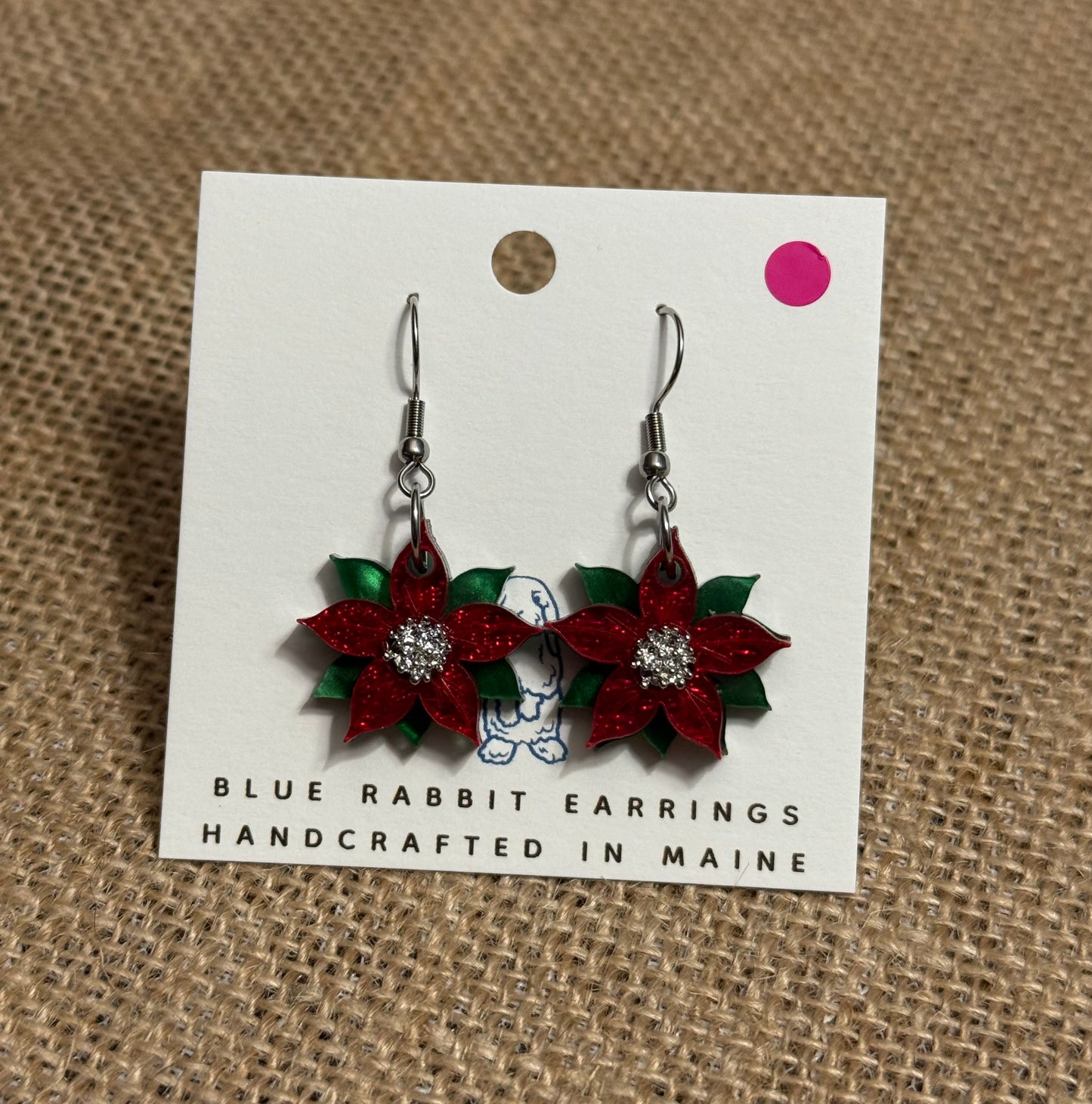 Acrylic Poinsettia Earrings-Silver