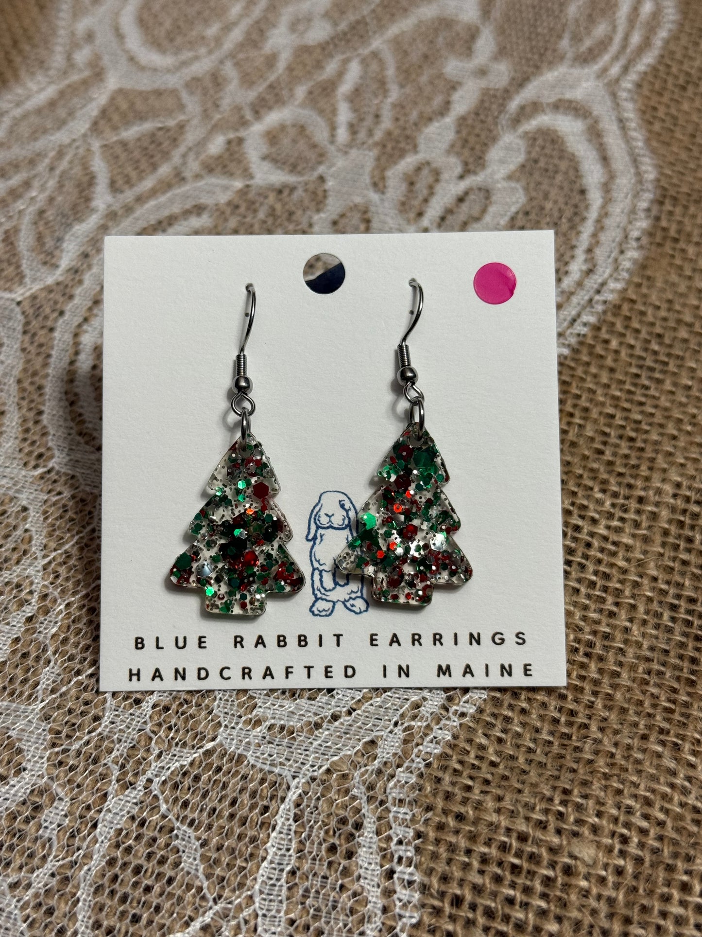 Acrylic Glitter Tree Earrings