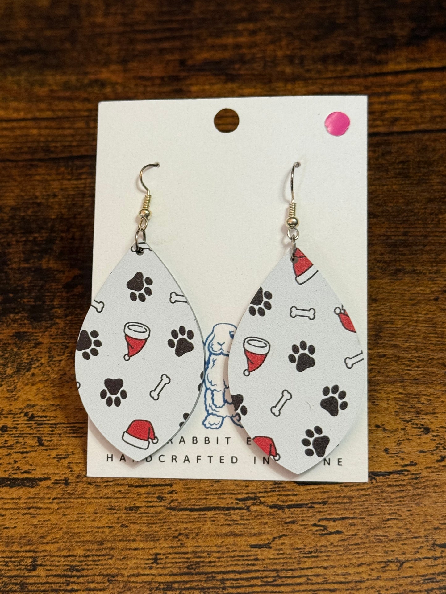 Acrylic Christmas Paw Earrings