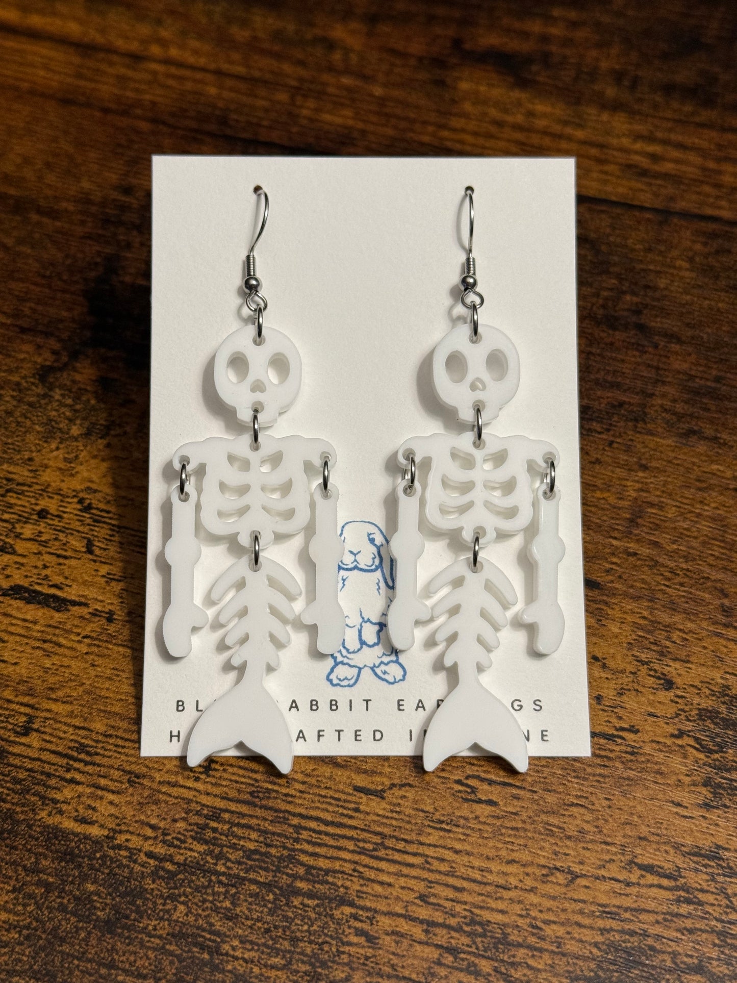 Acrylic Mermaid Skeleton Earrings