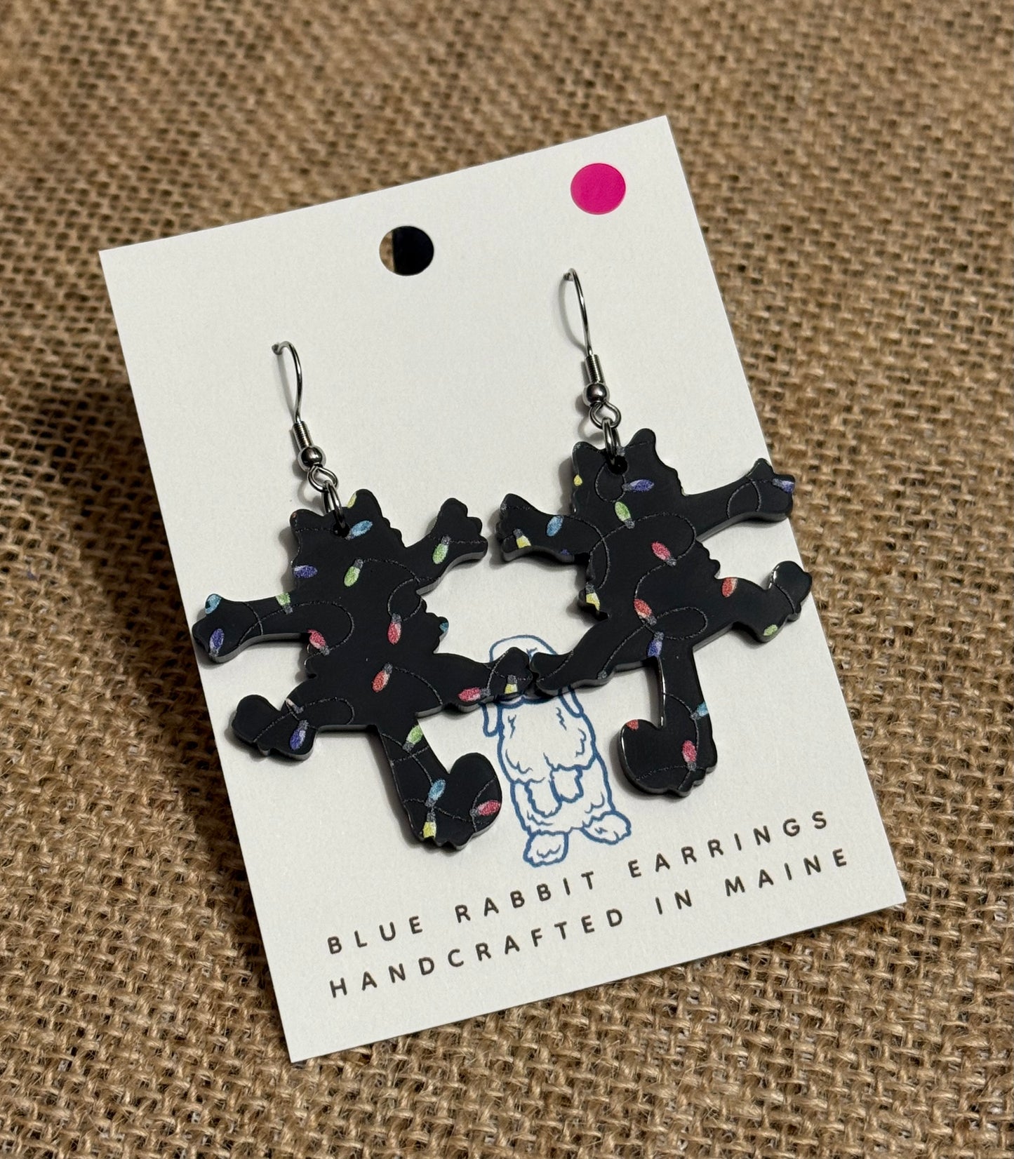 Acrylic Electrocuted Christmas Cat Earrings