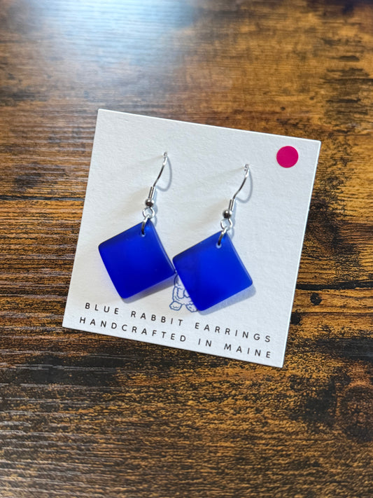 Royal Blue Sea Glass Earrings