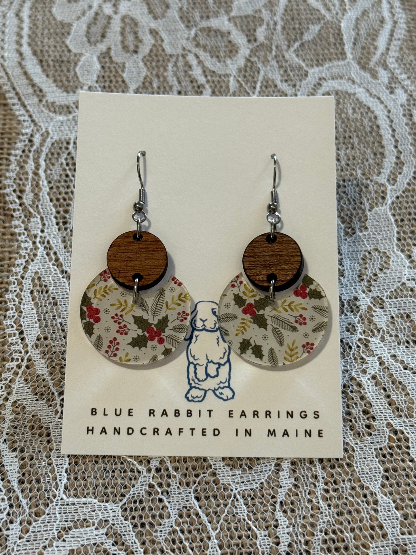 Acrylic Holly Earrings