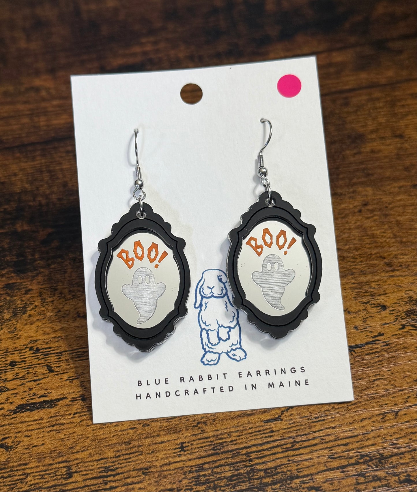 Acrylic Boo Mirror Earrings