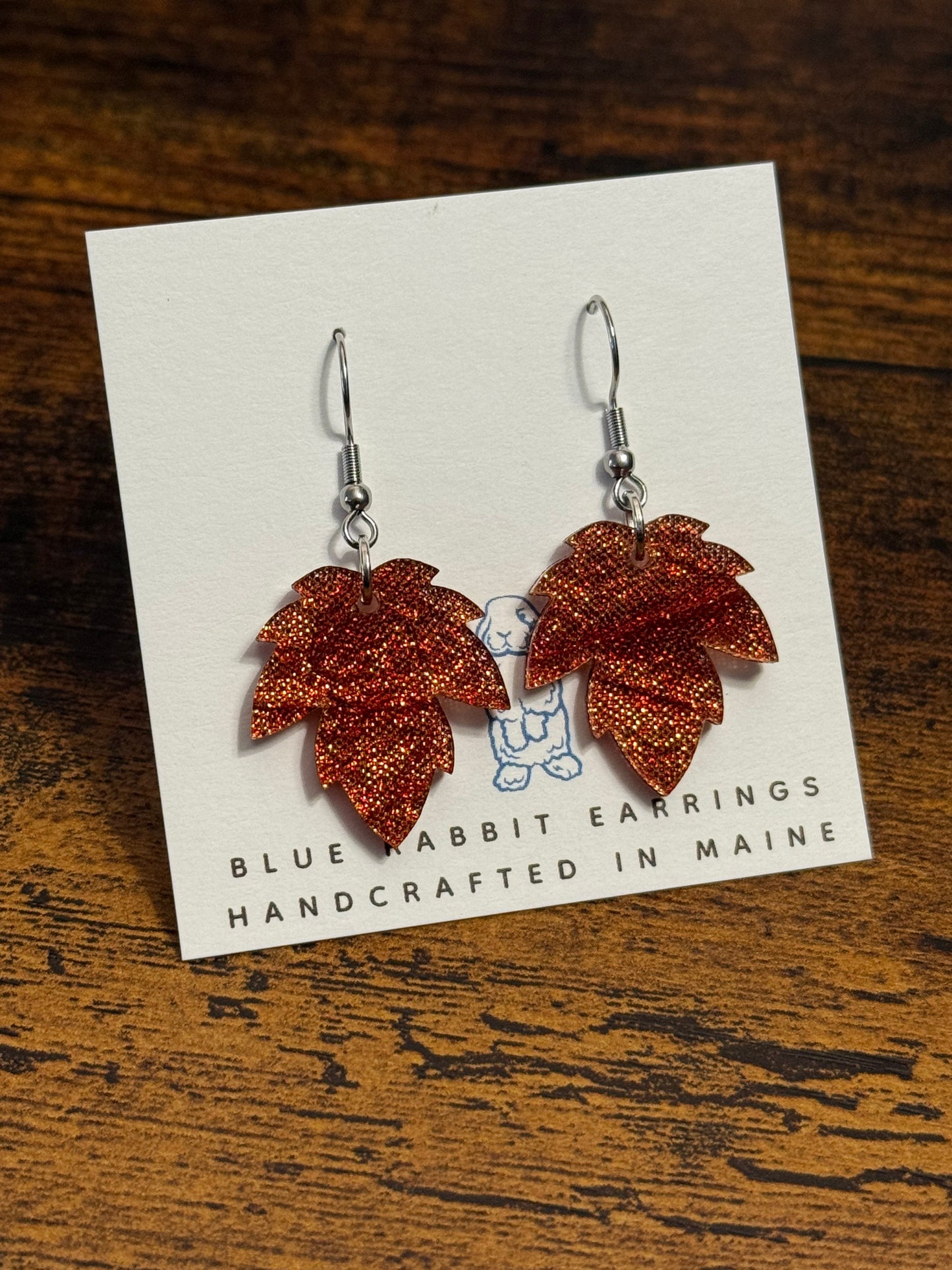Acrylic Orange Leaf Earrings