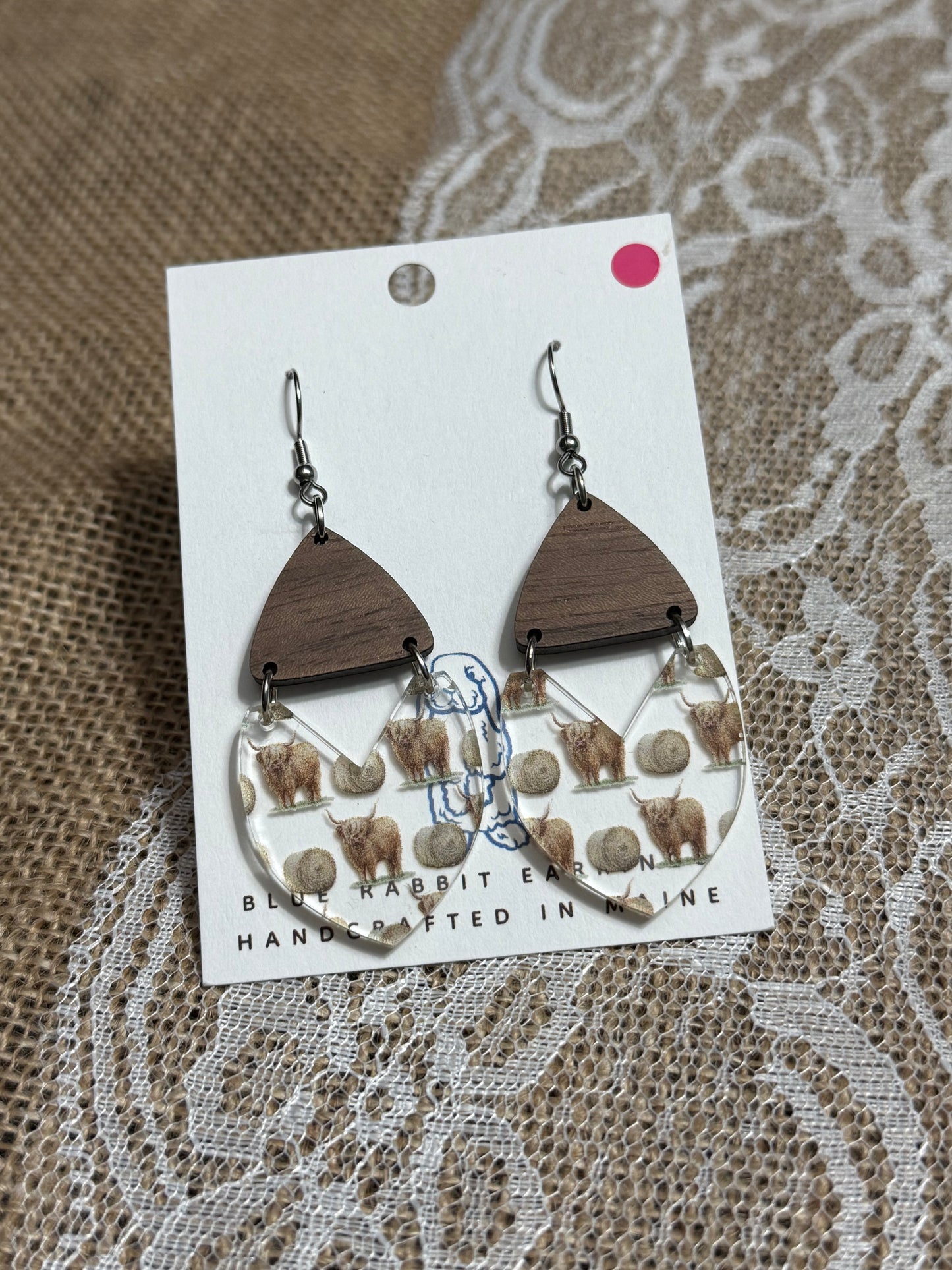 Acrylic Highland Cow Earrings