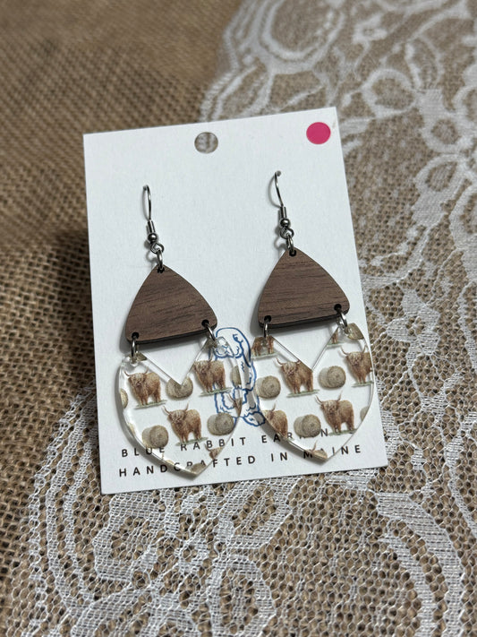 Acrylic Highland Cow Earrings