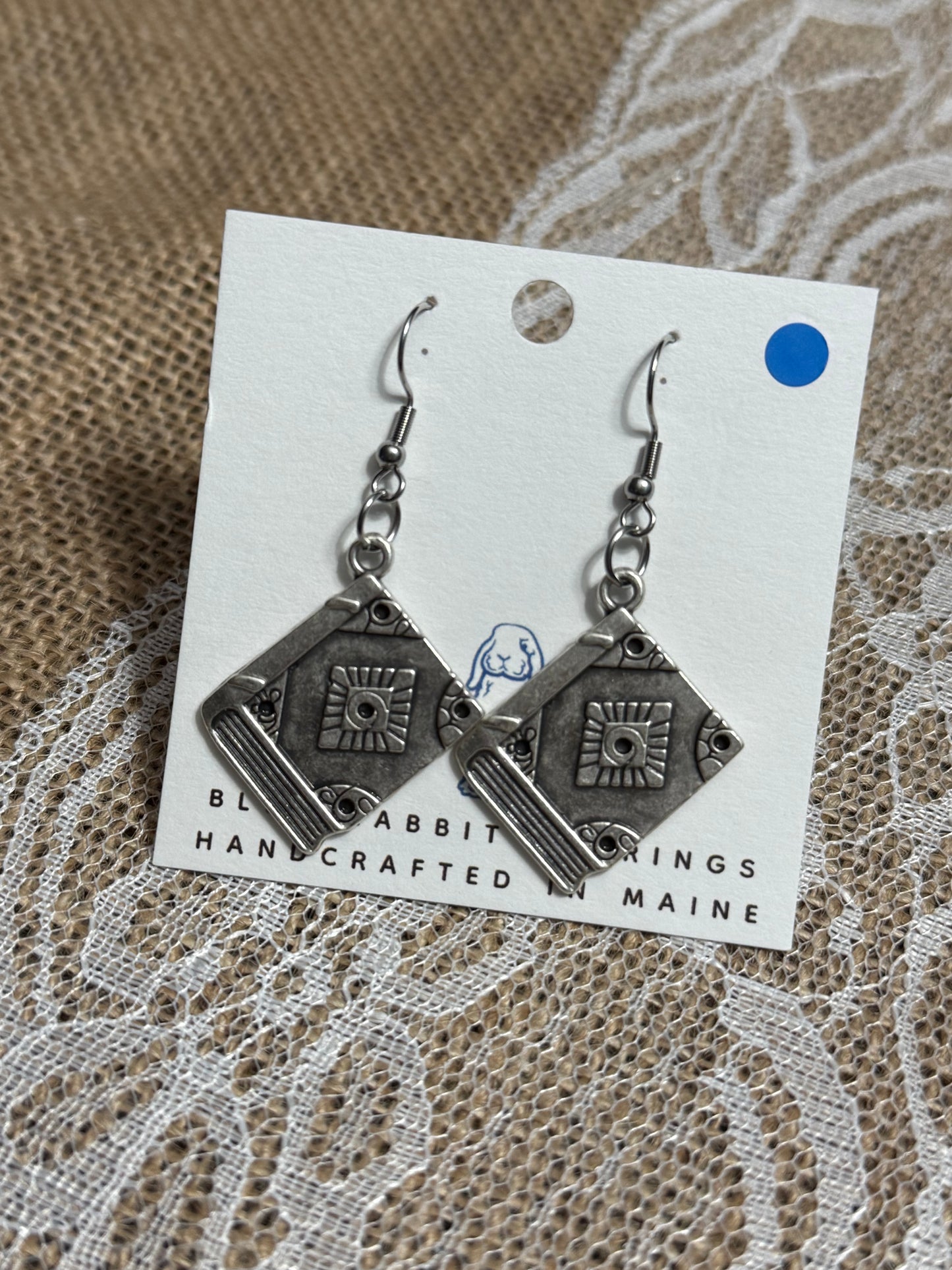 Antique Silver Book Earrings