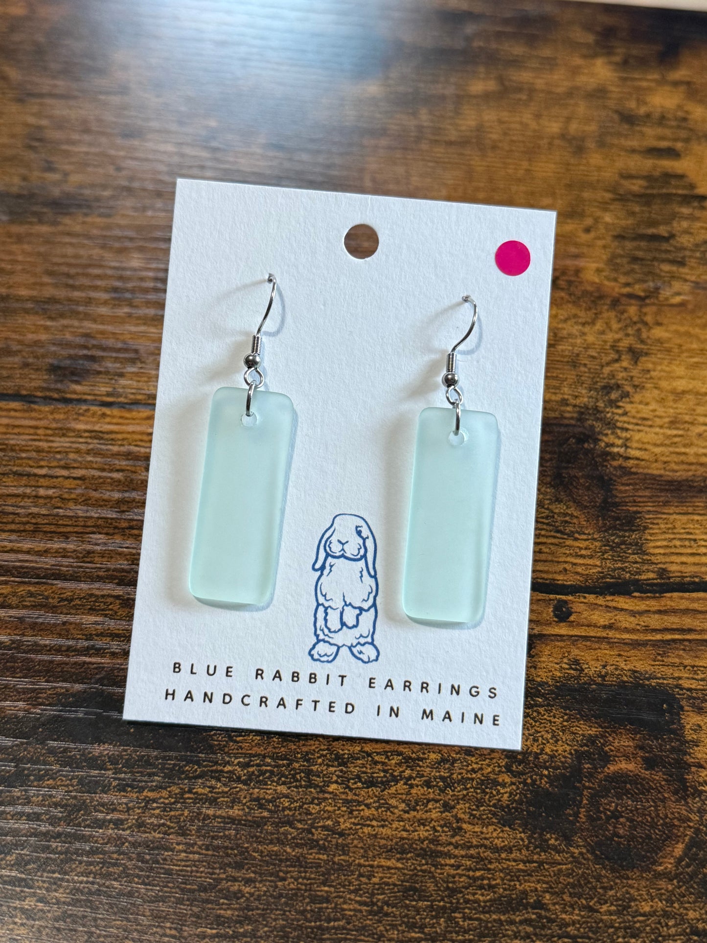 Sea Foam Rectangle Sea Glass Earrings