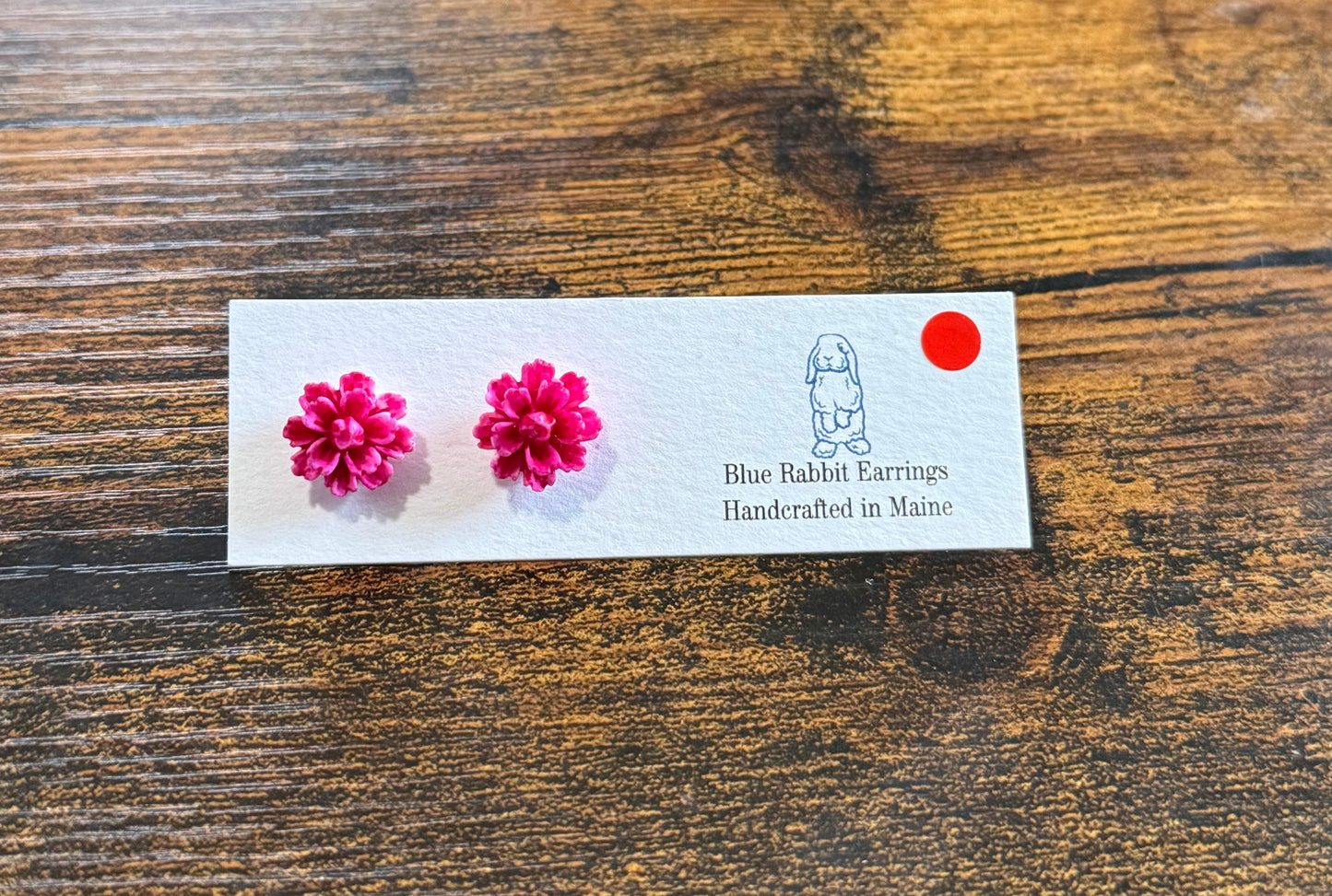 Magenta Flower Studs 11mm
