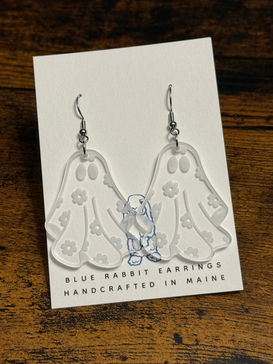 Acrylic Floral Ghost Earrings