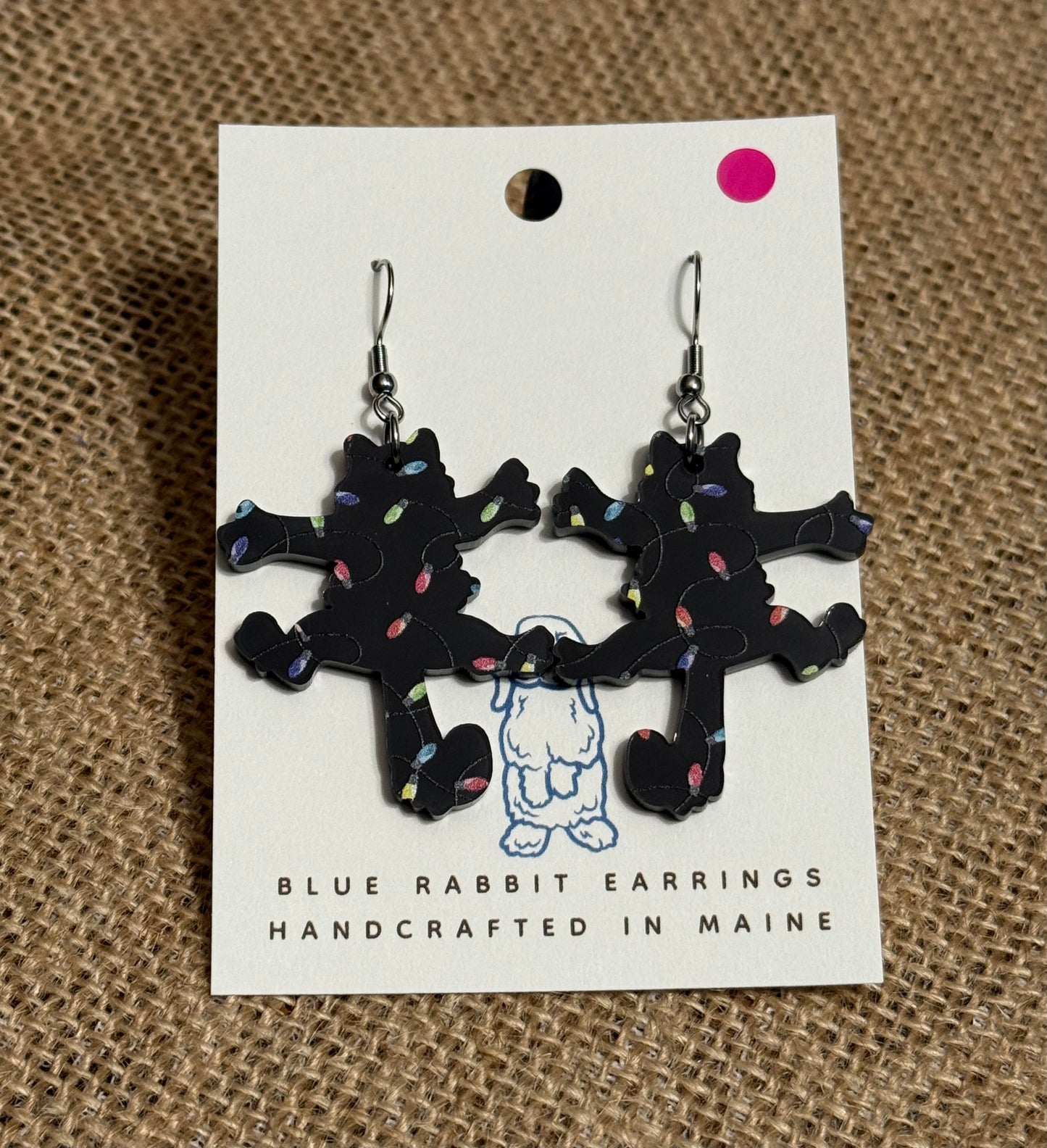 Acrylic Electrocuted Christmas Cat Earrings