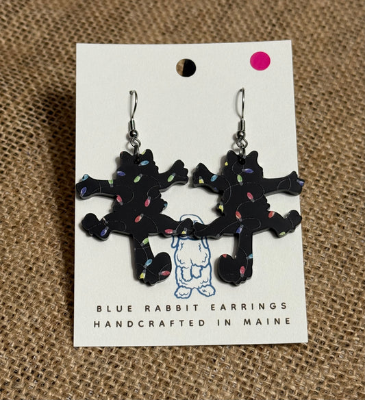 Acrylic Electrocuted Christmas Cat Earrings