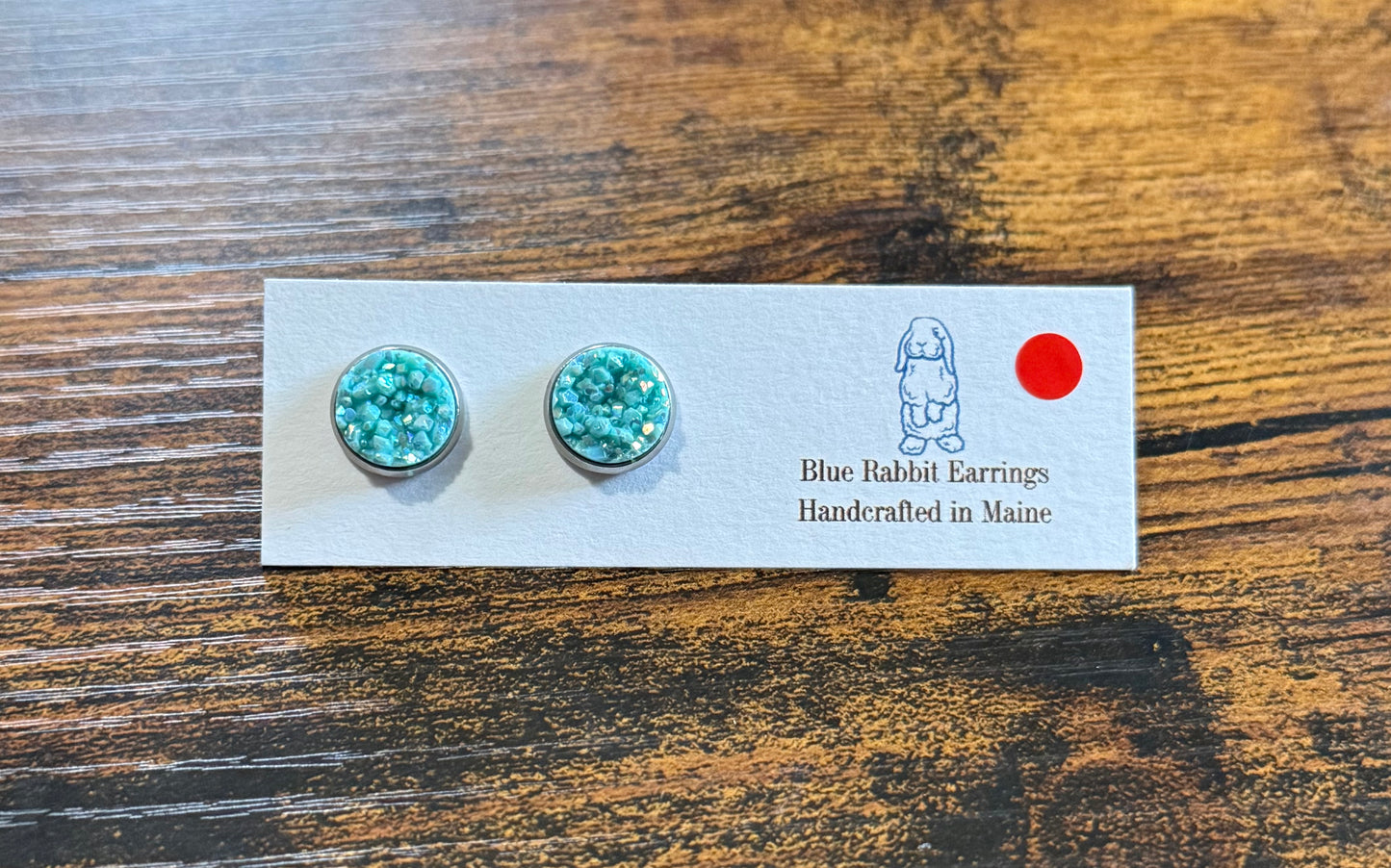 Robins Egg Blue Druzy Studs 10mm