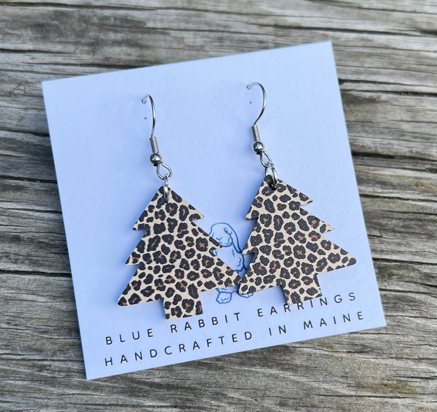 Acrylic Leopard Print Tree Earrings