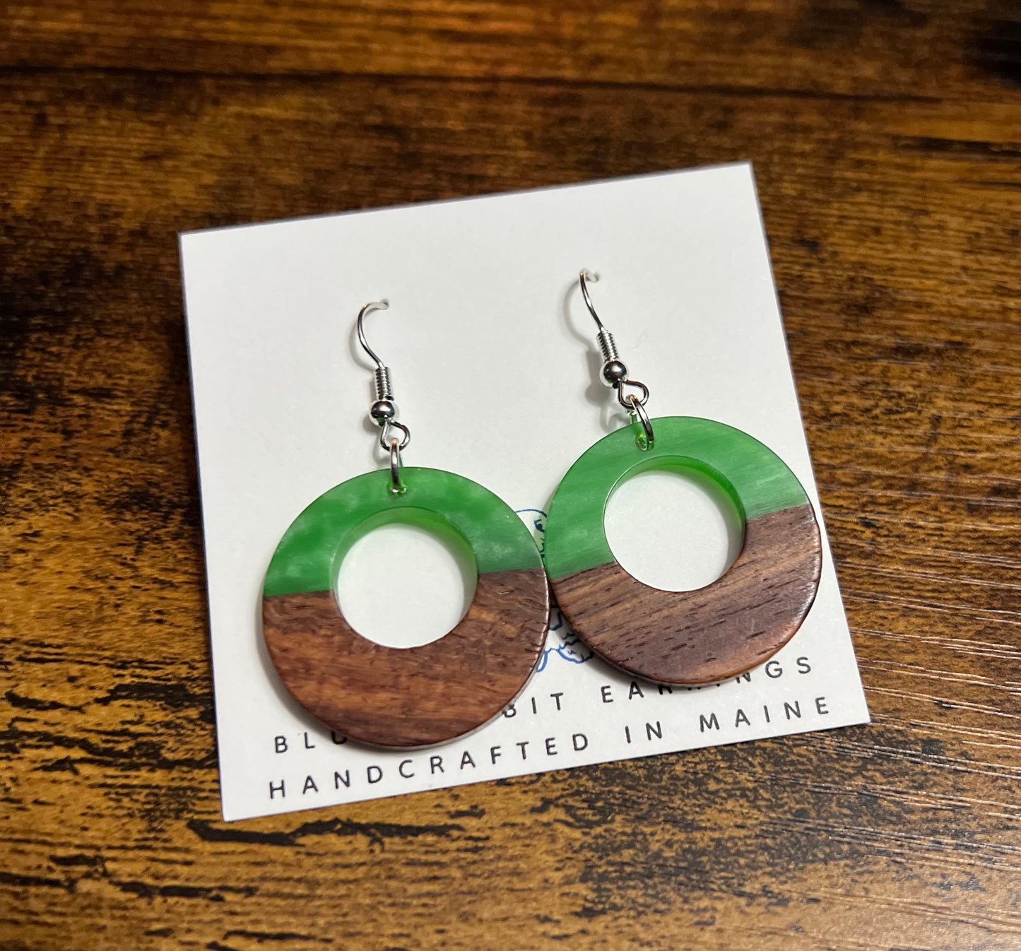 Green Acrylic & Wood Hoops