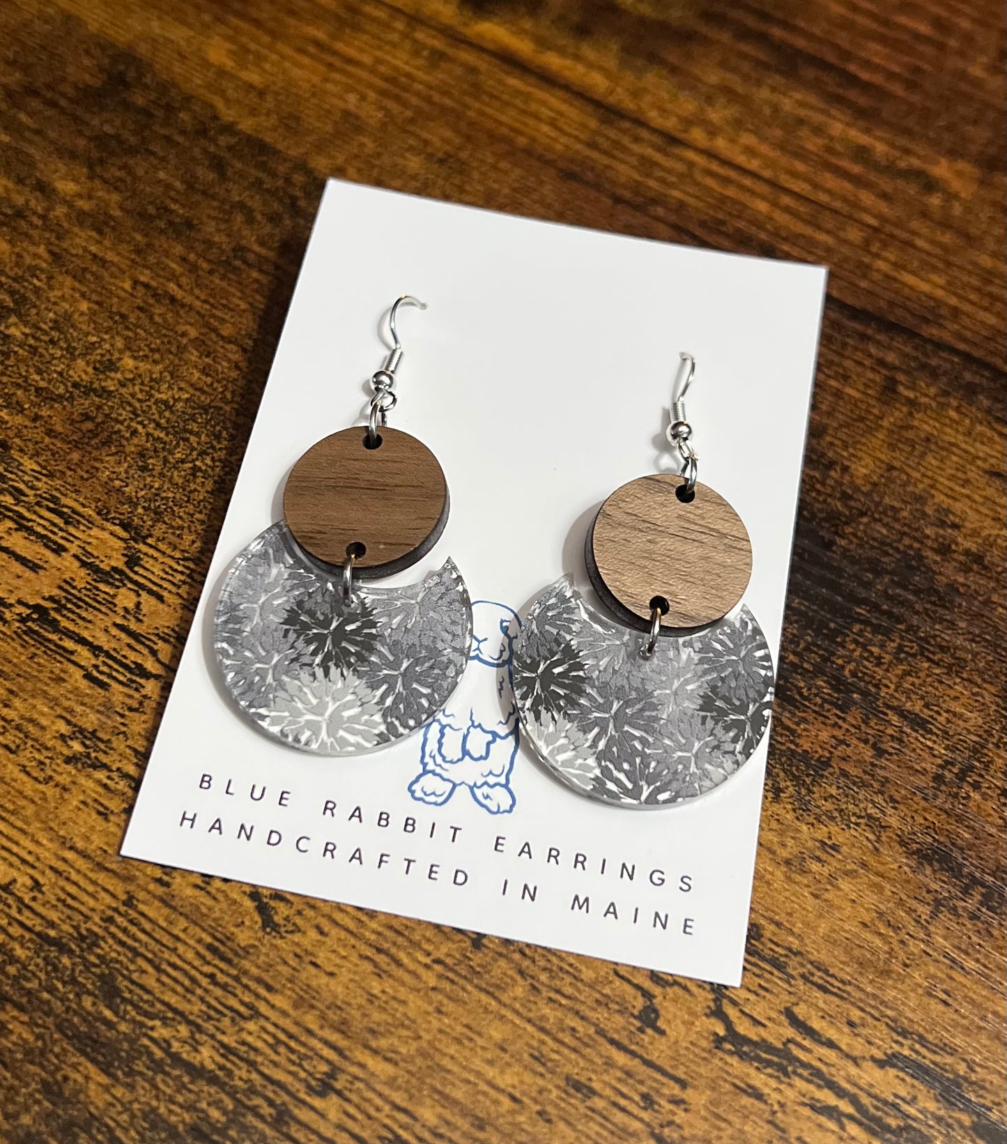 Acrylic Gray Pom Earrings