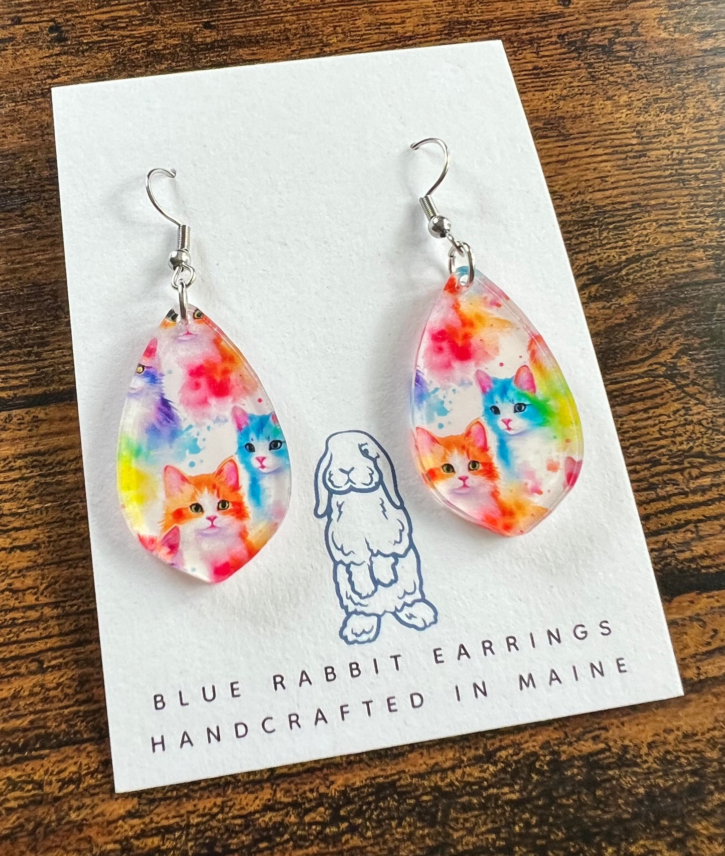 Acrylic Neon Cat Earrings