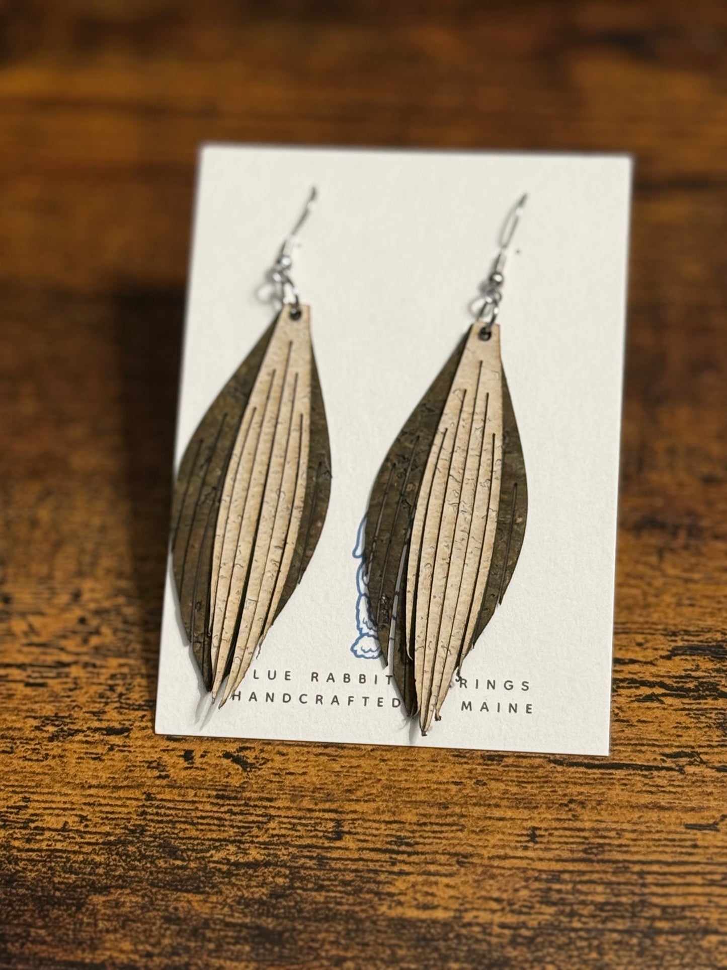 Olive Cork & Cream Fringe Earrings